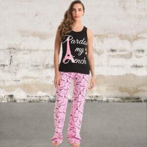 Just Love Black and Pink "Pardon My French" Sleepwear Set Size Medium
